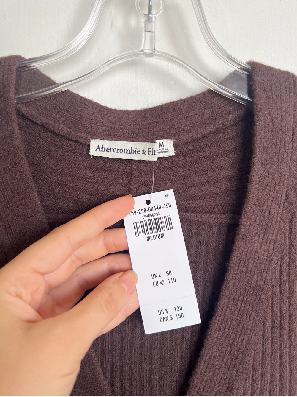 A&F • Duster Maxi Sweater Dress brown ribbed knit midi button front v-neck - Picture 5 of 10